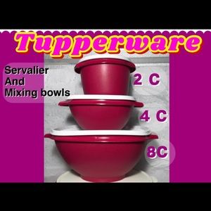 Tupperware Servalier Cranberry Bowl Set